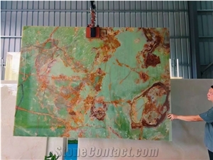Dark Sapphire Green Onyx Slab Tiles