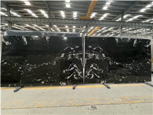 Polished Cosmic Black Granite Slabs For Kitchen Floor