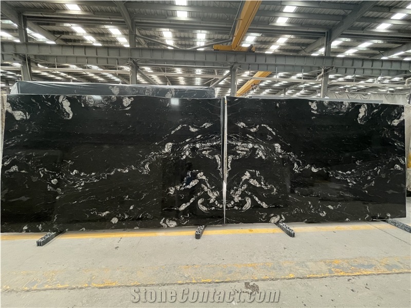 Polished Cosmic Black Granite Slabs For Kitchen Floor