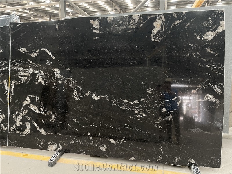 Polished Cosmic Black Granite Slabs For Kitchen Floor