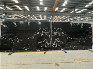 Polished Cosmic Black Granite Slabs For Kitchen Floor