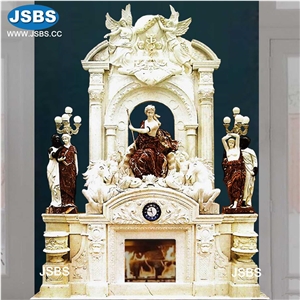Double Marble Sculpture Fireplace Mantel Surround Stone