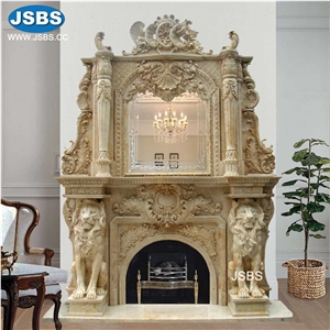 Double Marble Sculpture Fireplace Mantel Surround Stone