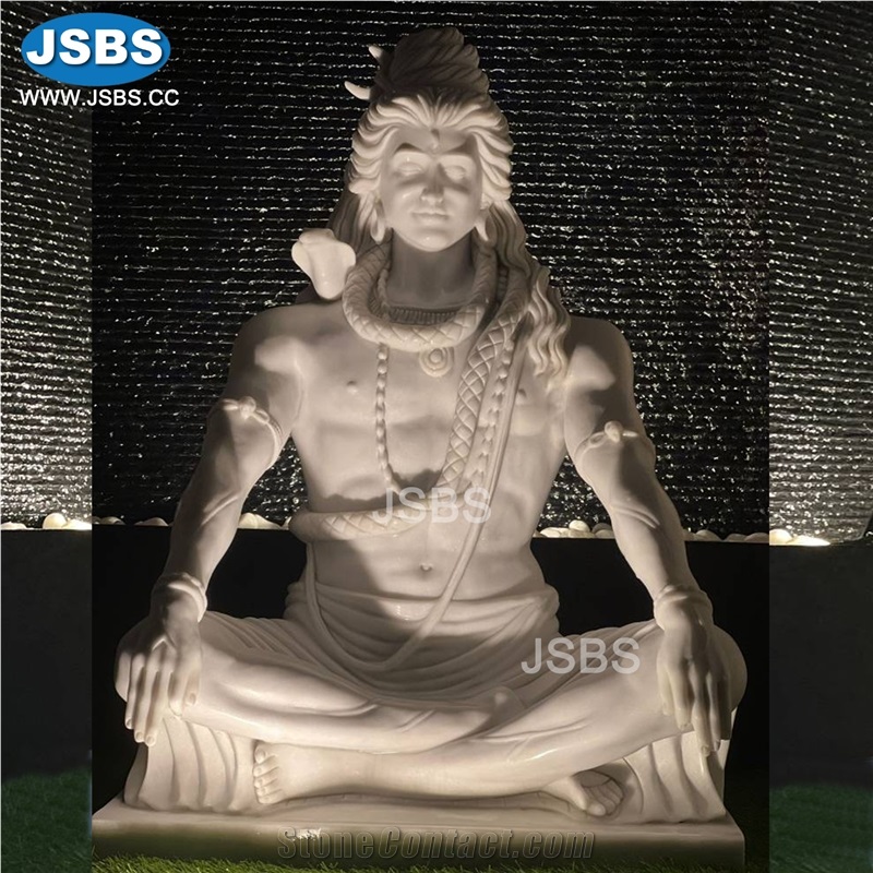 Natural Stone White Marble Indian Shiva Statue Sculpture