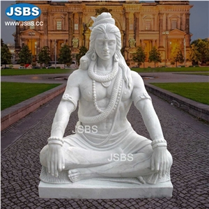Natural Stone White Marble Indian Shiva Statue Sculpture