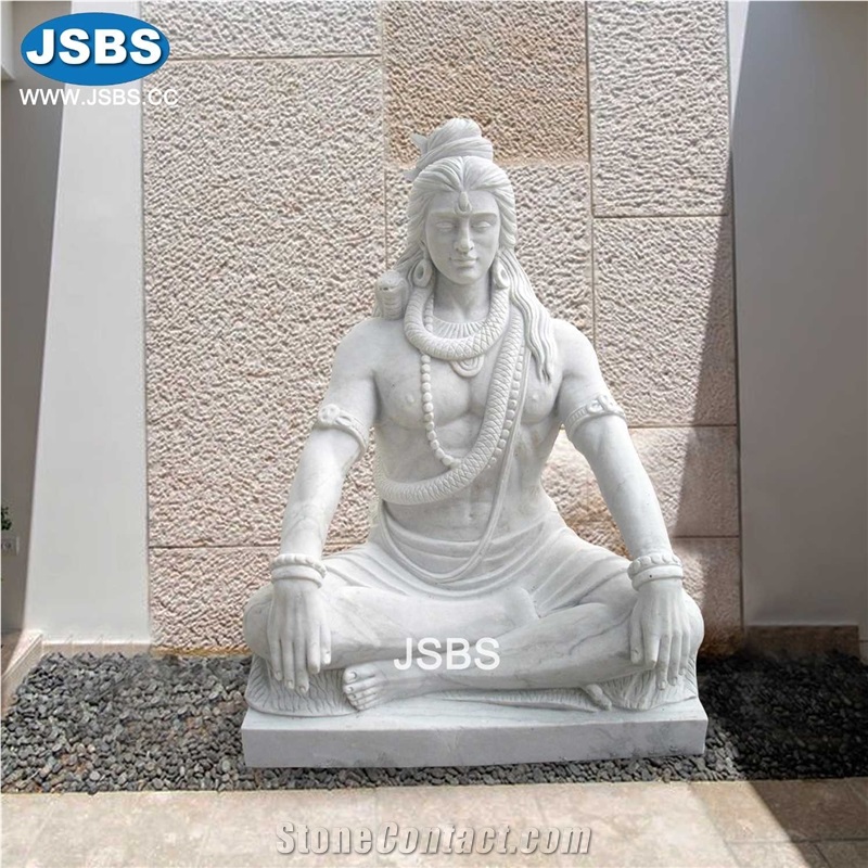 Natural Stone White Marble Indian Shiva Statue Sculpture