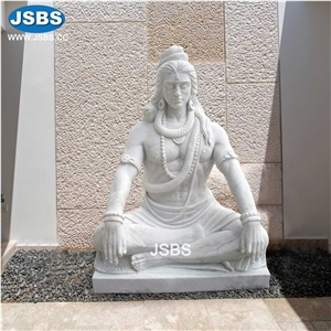 Natural Stone White Marble Indian Shiva Statue Sculpture