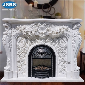 Stone Carved Marble Floral Fireplace Mantel Frame Surround