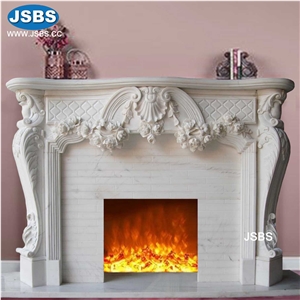 Stone Carved Marble Floral Fireplace Mantel Frame Surround