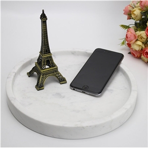 Beige Travertine Serving Tray Round Tray For Home Decor