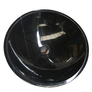 Black Marquina Marble Round Wash Basins For Bathroom