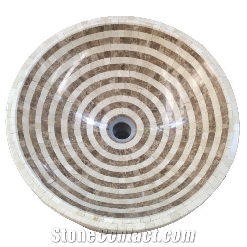 Black Marquina Marble Round Wash Basins For Bathroom