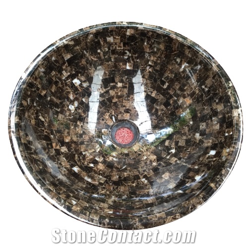 Black Marquina Marble Round Wash Basins For Bathroom