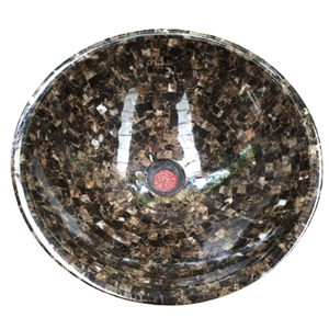 Black Marquina Marble Round Wash Basins For Bathroom