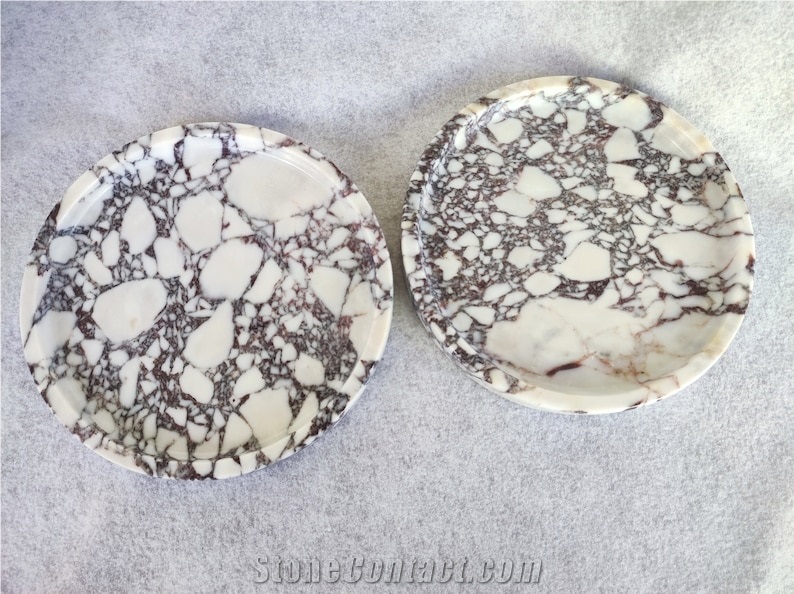 Custom Calacatta Viola Marble Jewelry Tray For Home Decor