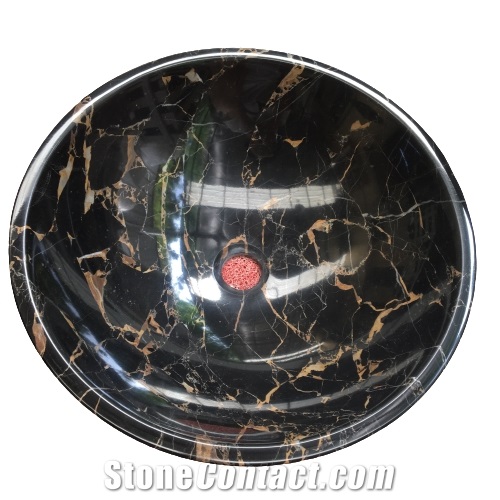 Nero Portoro Vena Larga Marble Round Wash Basins
