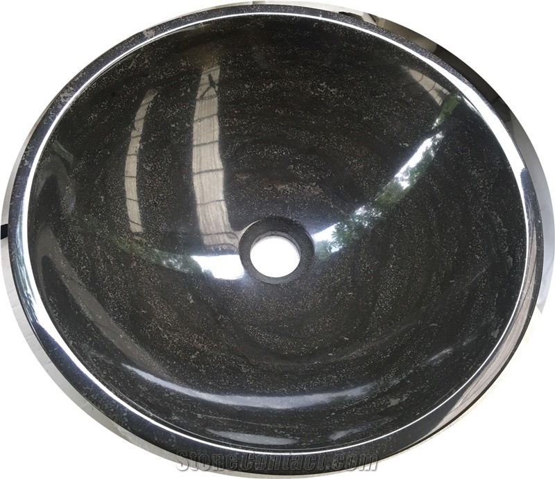 Nero Portoro Vena Larga Marble Round Wash Basins