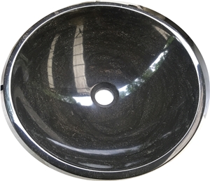 Nero Portoro Vena Larga Marble Round Wash Basins