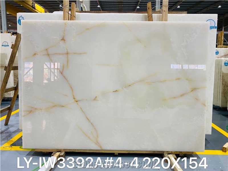 Super White Onyx Stone Slabs For Interior Decoration
