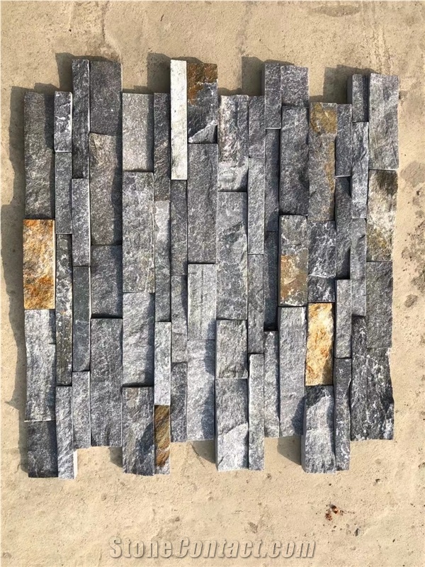 China Black Split Face Stone Veneer Slate Wall Cladding