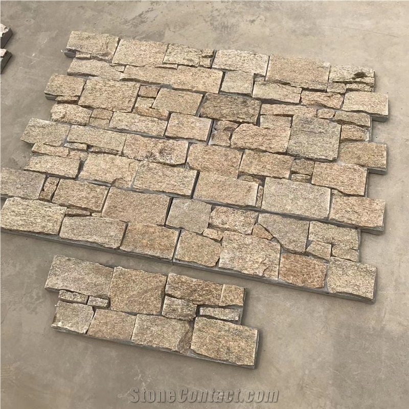 Tiger Yellow Exterior Stacked Stone Veneers Wall Cladding
