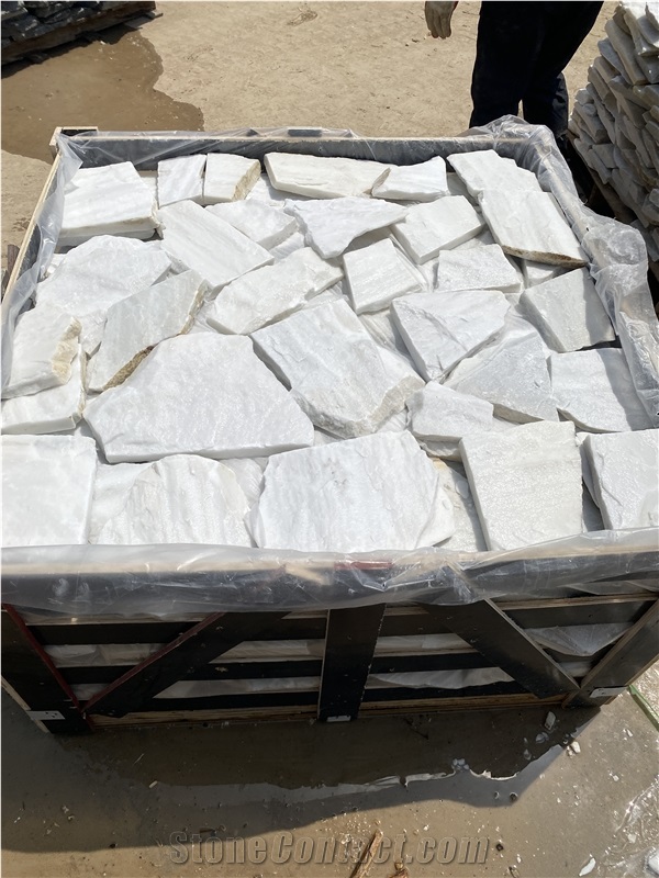 White Quartzite Random Flagstone Tiles For Wall And Floor