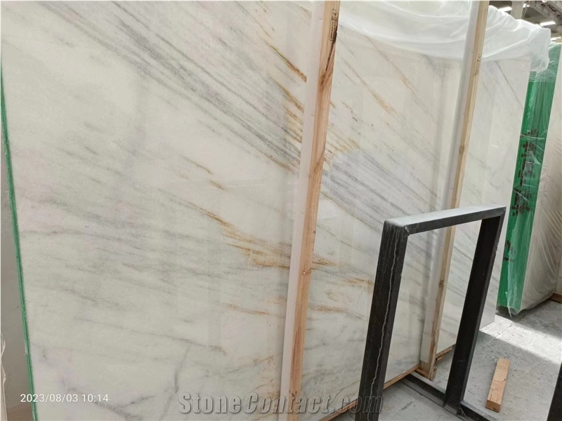 High Gloss Dior White Marble Slab Bookmatch Panda White