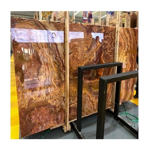 Red Onyx Slabs With Polished Finish
