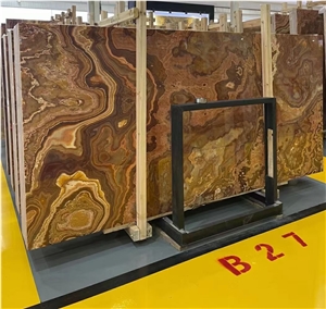 Red Onyx Slabs With Polished Finish