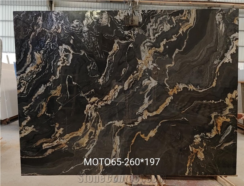Brazil Orinoco Granite Black Gold Bookmatched Stone Slab