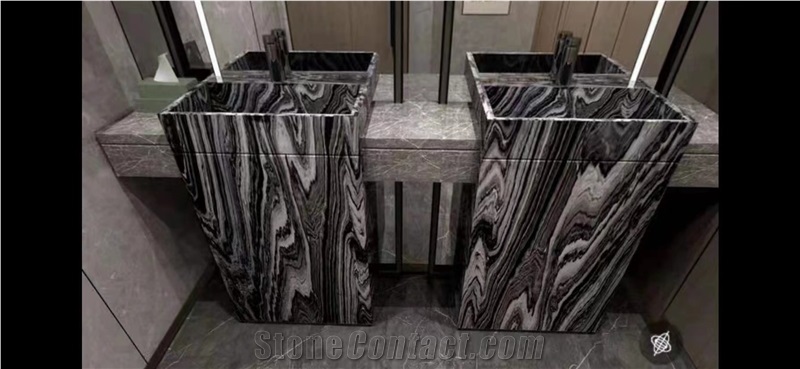 China Silver Waves Grey Marble Big Slab Project Tile Use
