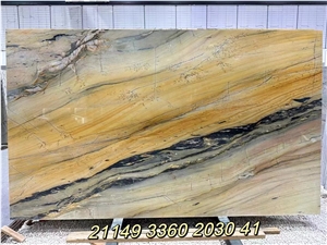 Golden Flame Quartzite Bookmatched Big Slab Wall Background