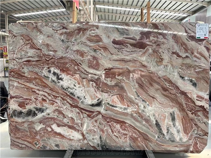 Monica Red Marble Marmi Rosso Big Slab Tile