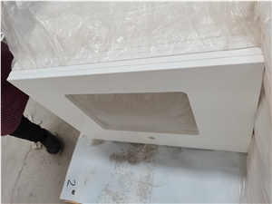 2002 Pure White Artificial Bath Vanity Top Quartz Countertops