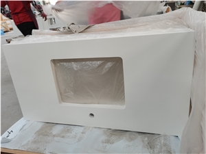 2002 Pure White Artificial Bath Vanity Top Quartz Countertops