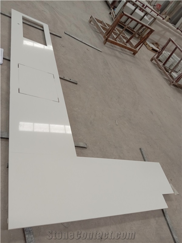2002 Pure White Artificial Bath Vanity Top Quartz Countertops
