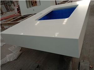 2002 Pure White Artificial Bath Vanity Top Quartz Countertops