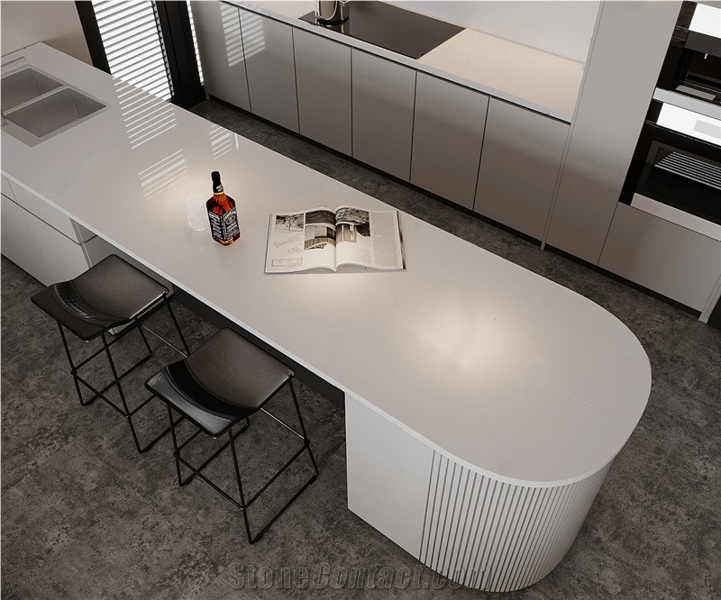 2002 Pure White Artificial Bath Vanity Top Quartz Countertops