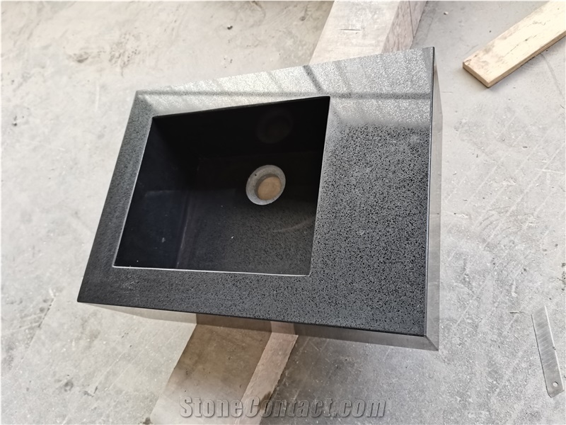 Artificial 2010 Black Bathroom Polished Quartz Countertops