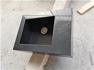 Artificial 2010 Black Bathroom Polished Quartz Countertops
