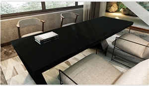 Artificial 2010 Black Bathroom Polished Quartz Countertops