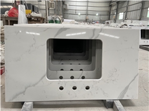 Artificial 5007 Quartz Vanity With Sink Polished Vanity Tops