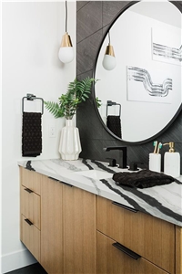 Black Vein 5008 Panda White Quartz Countertop