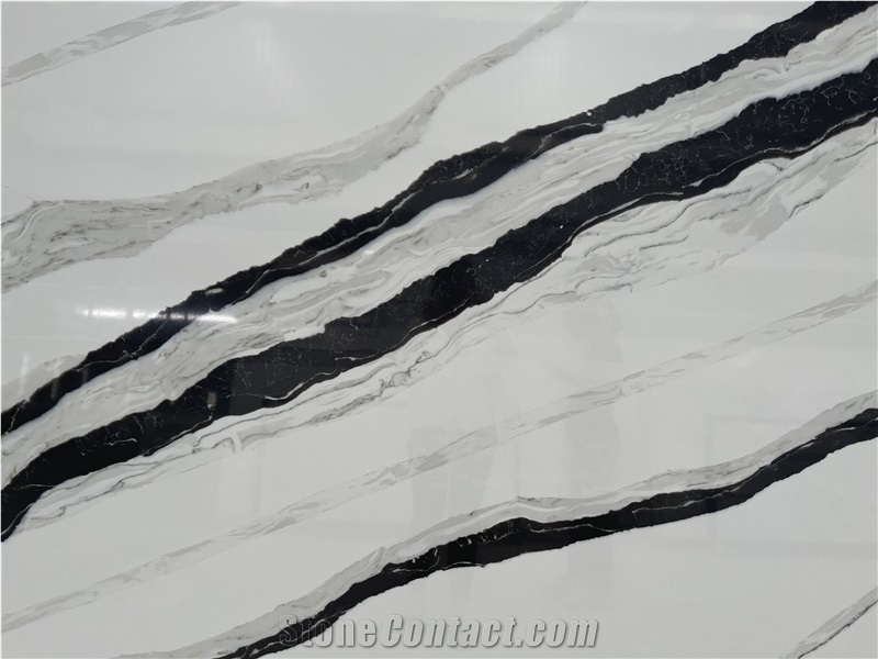 Black Vein 5008 Panda White Quartz Countertop