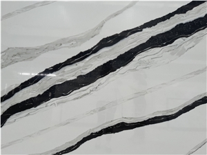 Black Vein 5008 Panda White Quartz Countertop
