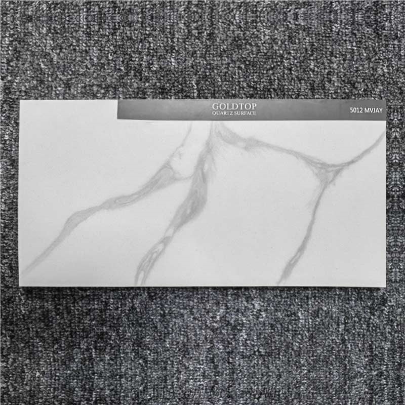 Bookmatched Calacatta White Quartz Stone Malaysia Factory