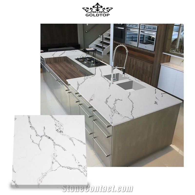 Gold Veins Calacatta Van Gogh Quartz Engineered
