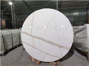GOLDTOP Artificial Quartz Solid Surface White Gold Table Top