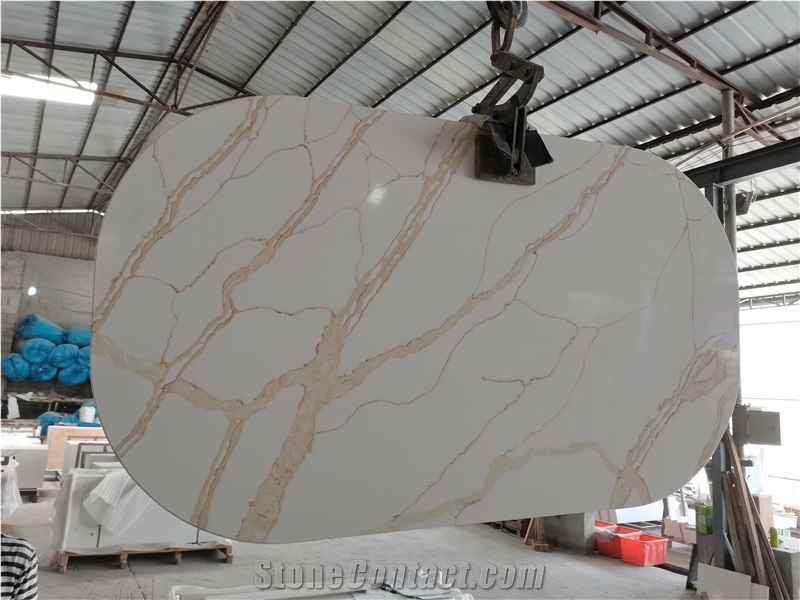 GOLDTOP Artificial Quartz Solid Surface White Gold Table Top