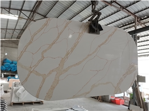 GOLDTOP Artificial Quartz Solid Surface White Gold Table Top